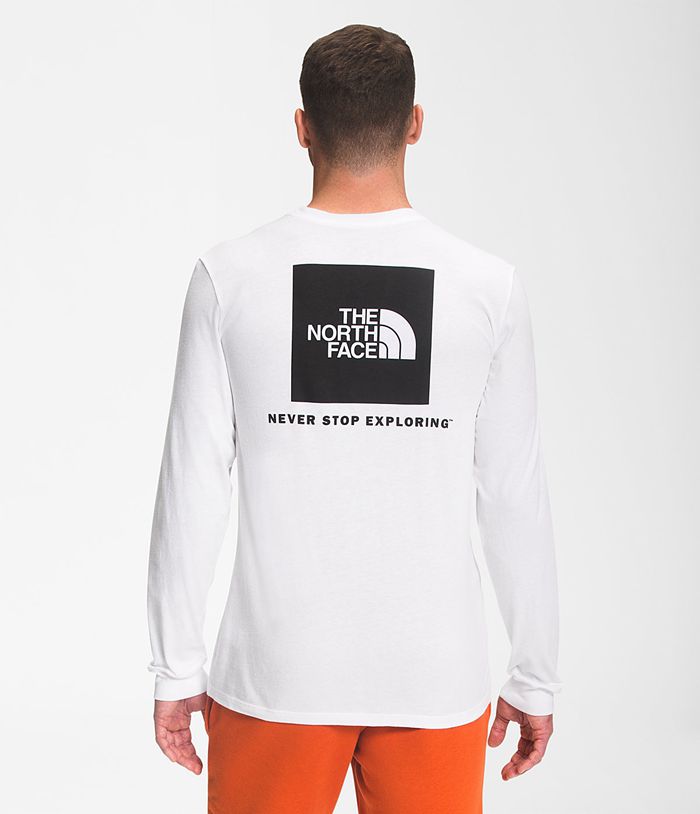 The North Face T-Shirts Long Sleeve Box NSE White - Mens - Thailand GHLEI-3721